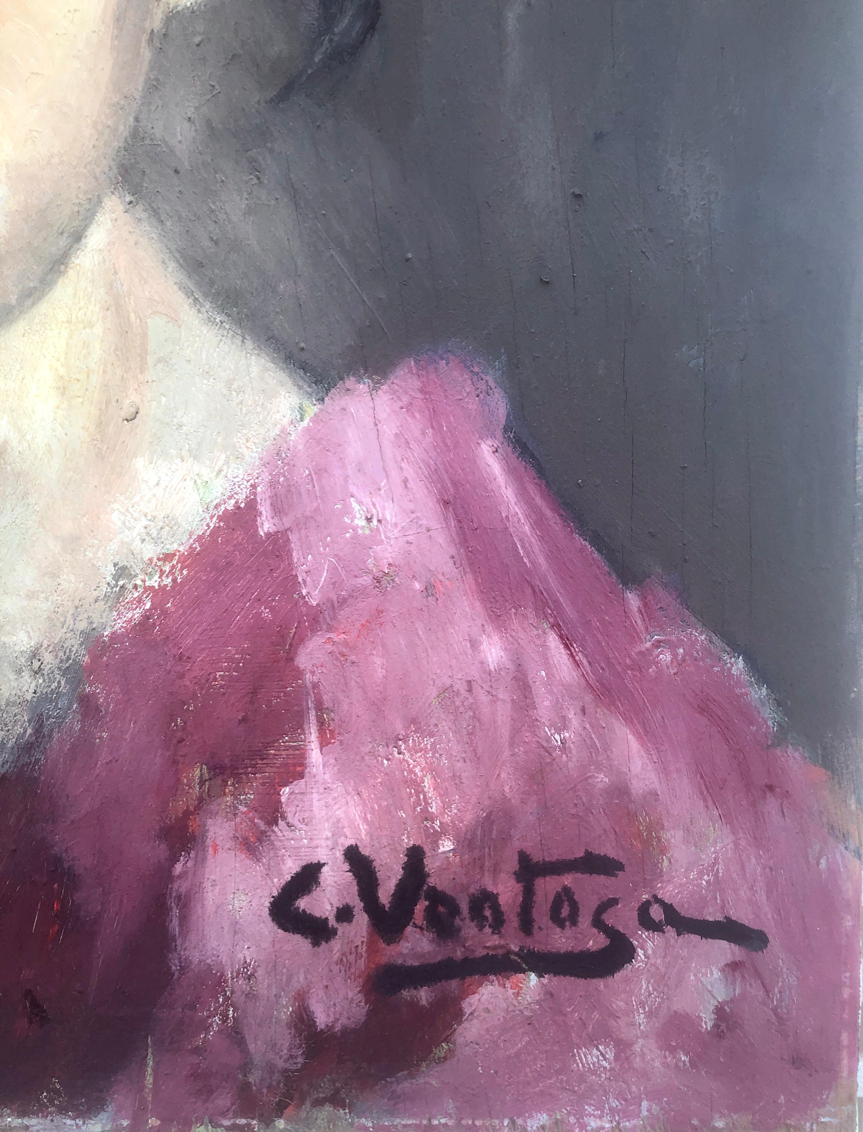 Porträt eines jungen Mädchens, Öl auf Leinwand, Gemälde – Painting von Carmen Ventosa