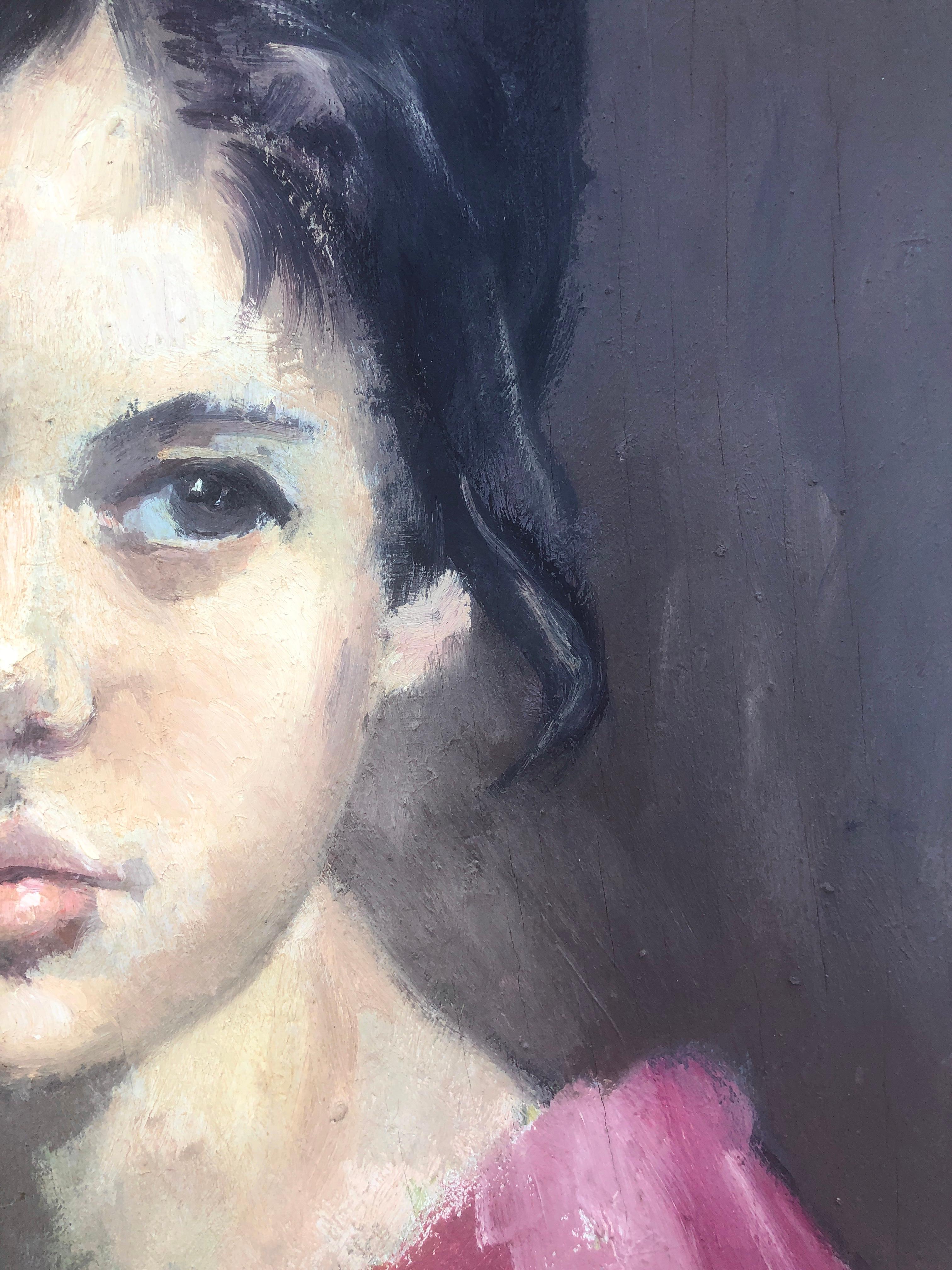 Porträt eines jungen Mädchens, Öl auf Leinwand, Gemälde (Impressionismus), Painting, von Carmen Ventosa