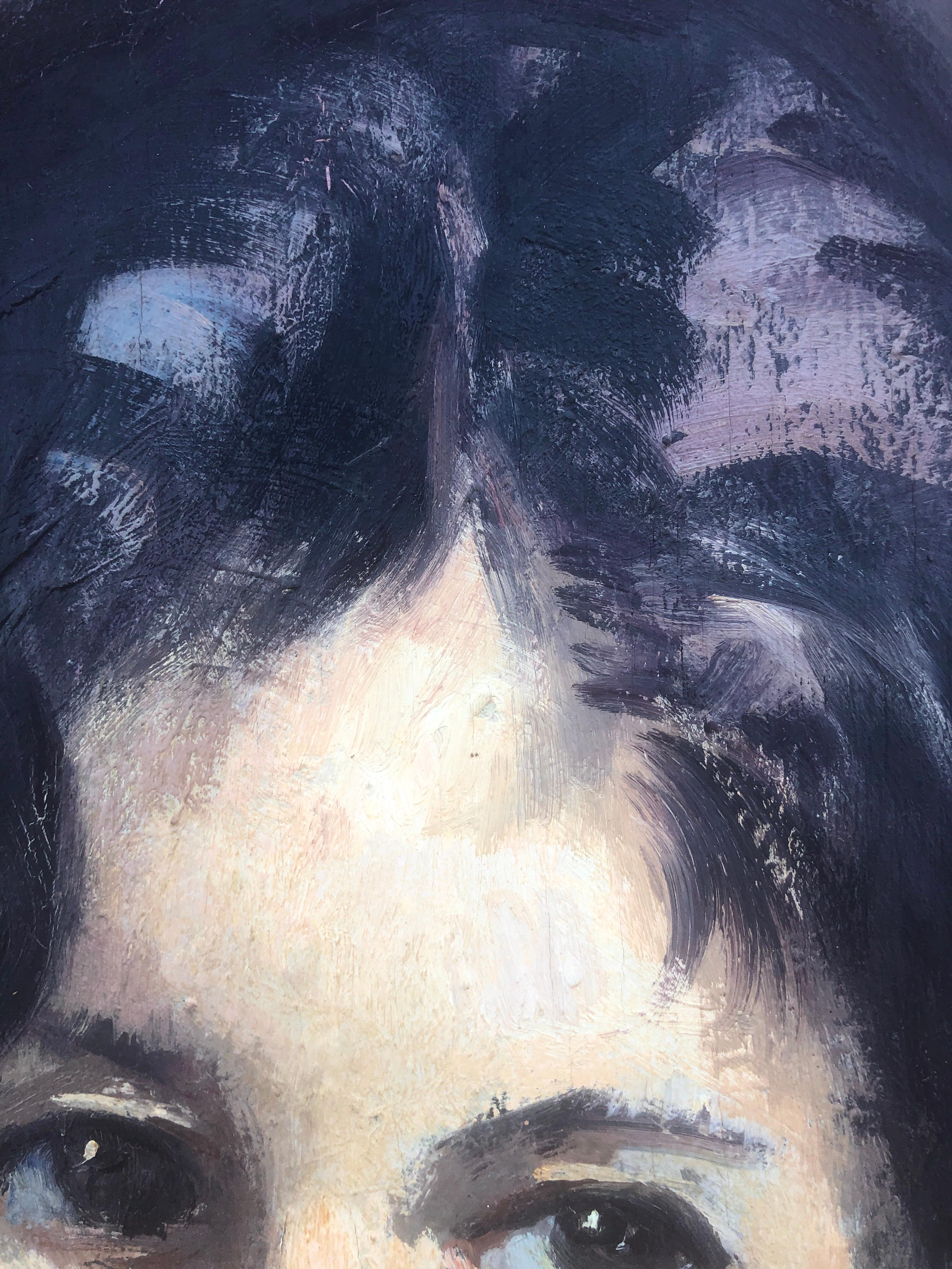 Porträt eines jungen Mädchens, Öl auf Leinwand, Gemälde im Angebot 2