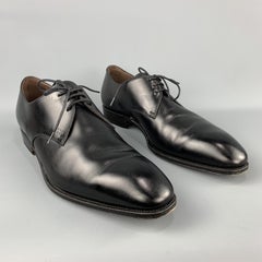 CARMINA Size 10 Black Leather Rounded Point Toe Lace Up Shoes