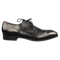 Vintage CARMINA Size 10 Black Leather Rounded Point Toe Lace Up Shoes