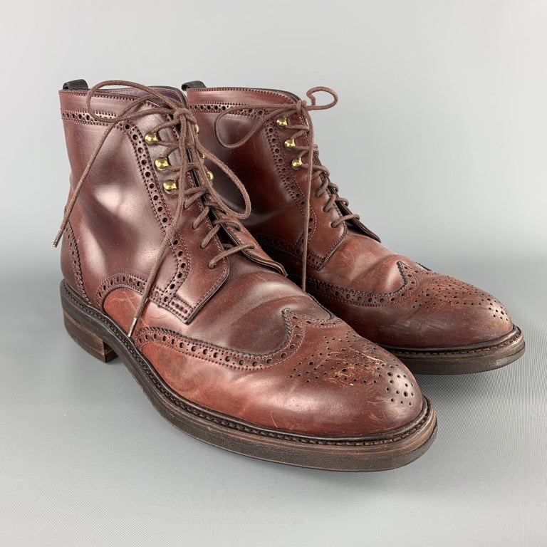 CARMINA Size 10 Burgundy Perforated Wingtip Ankle Boots at 1stDibs