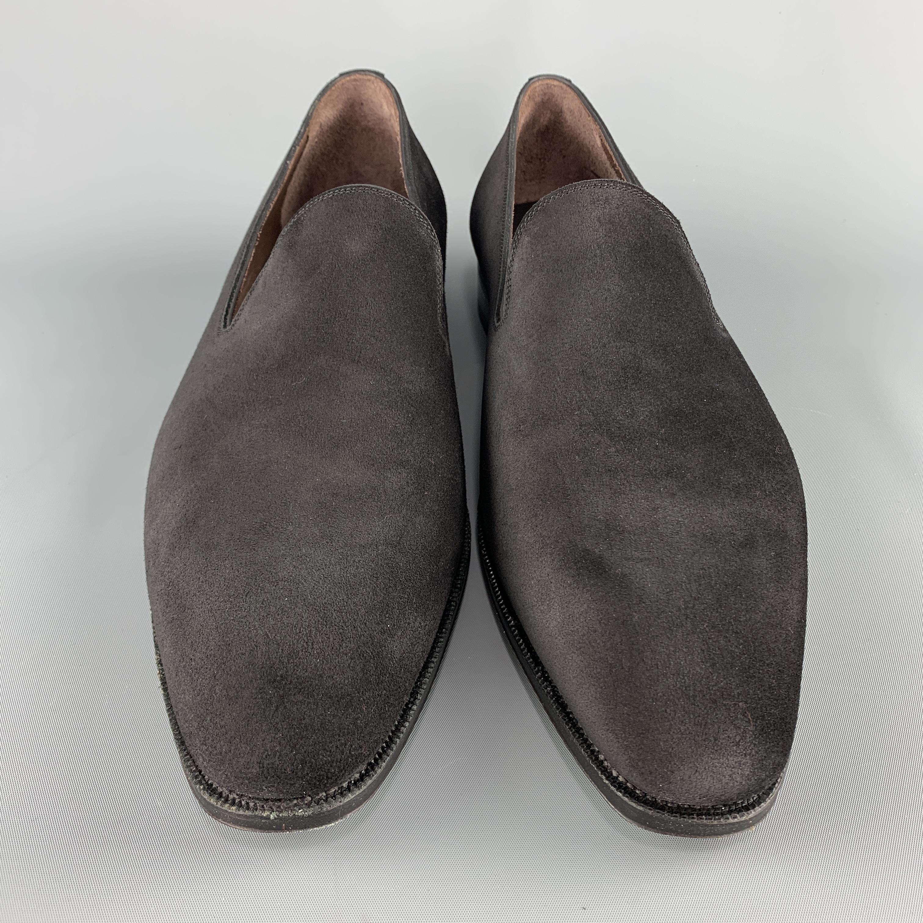 CARMINA dress loafers come in black suede with a tapered toe. Made in Spain.

New with Box.
Marked: UK 9.5

Outsole: 12 x 4.25 in.
