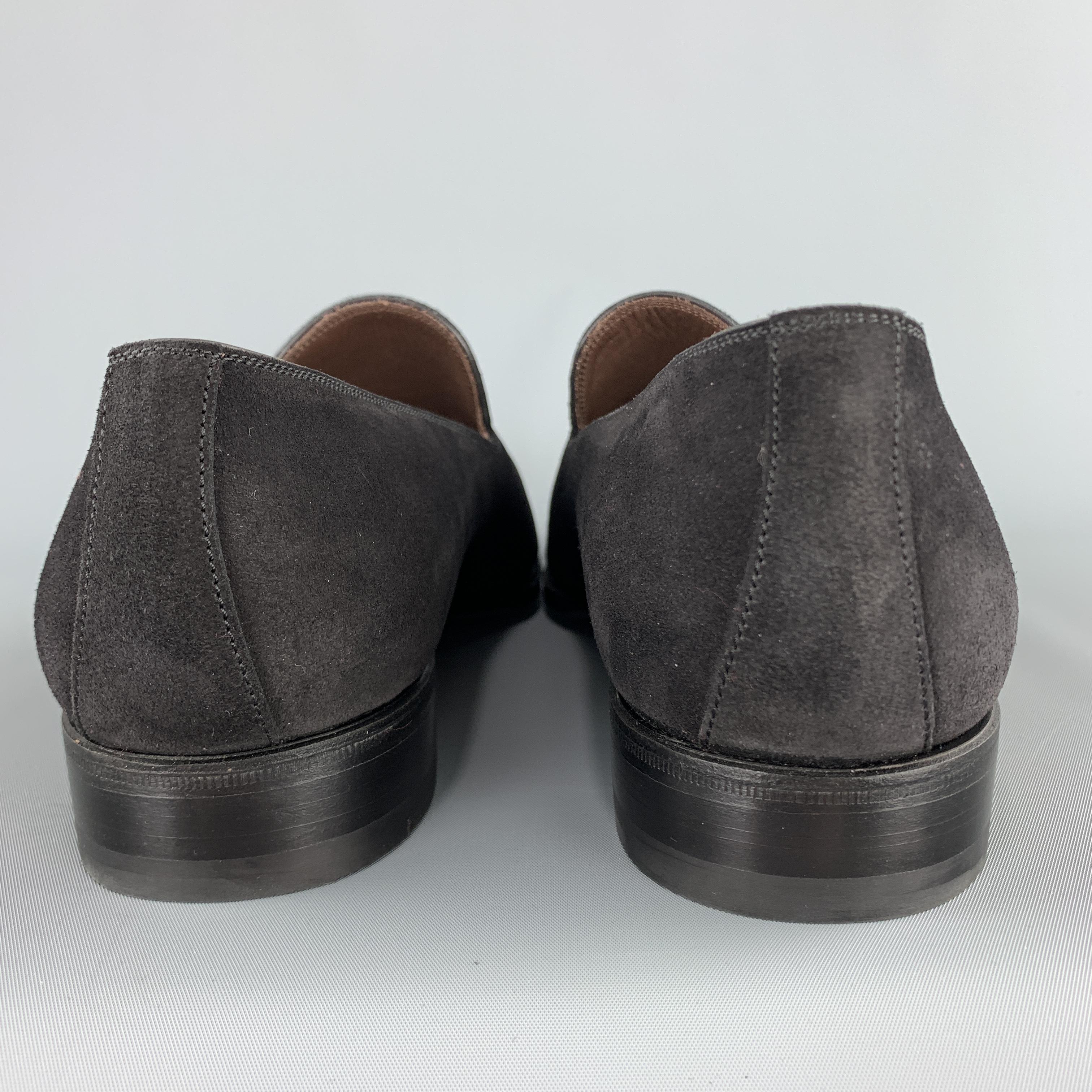 CARMINA Size 10.5 Black Suede Slip On Dress Loafers 1