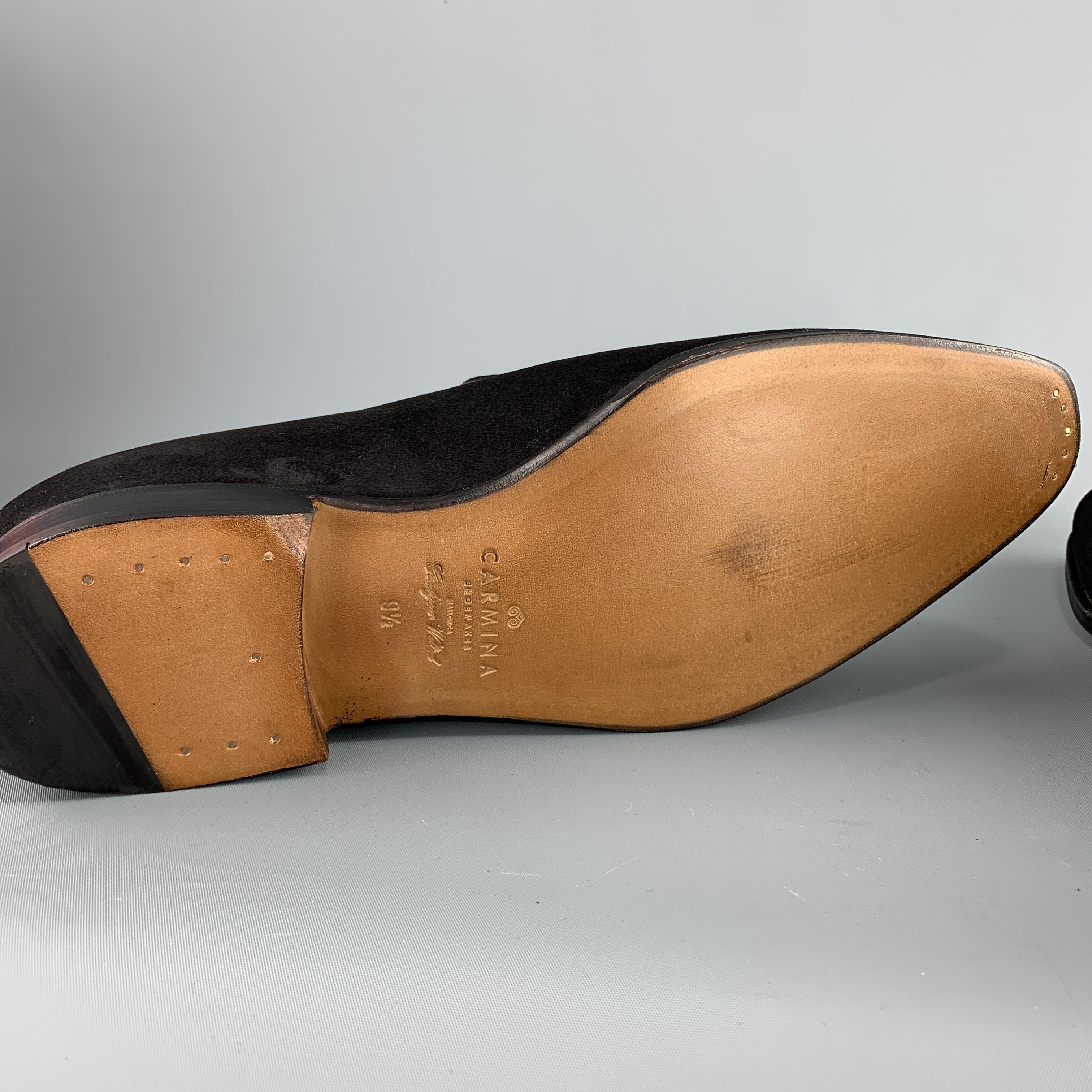 CARMINA Size 10.5 Black Suede Slip On Dress Loafers 2