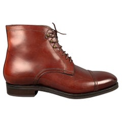 CARMINA Size 11.5 Burgundy Leather Cap Toe Boots