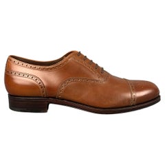 CARMINA Size 11.5 Tan Perforated Leather Cap Toe Lace Up Shoes
