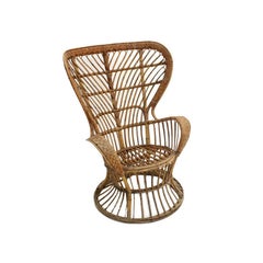 Fauteuil italien moderne du milieu du siècle dernier en bambou et rotin Carminati