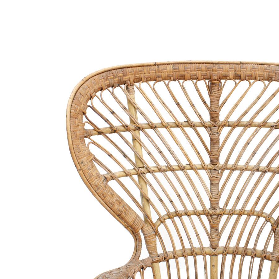Carminati Mid-Century Modern Bamboo Rattan Italian Armchair For Sale 1