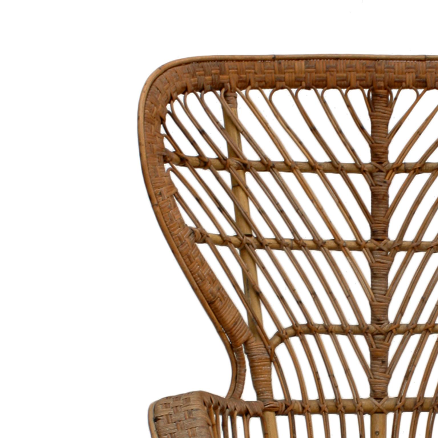 Hand-Crafted Carminati Mid-Century Modern Bamboo Rattan Italian Armchairs For Sale
