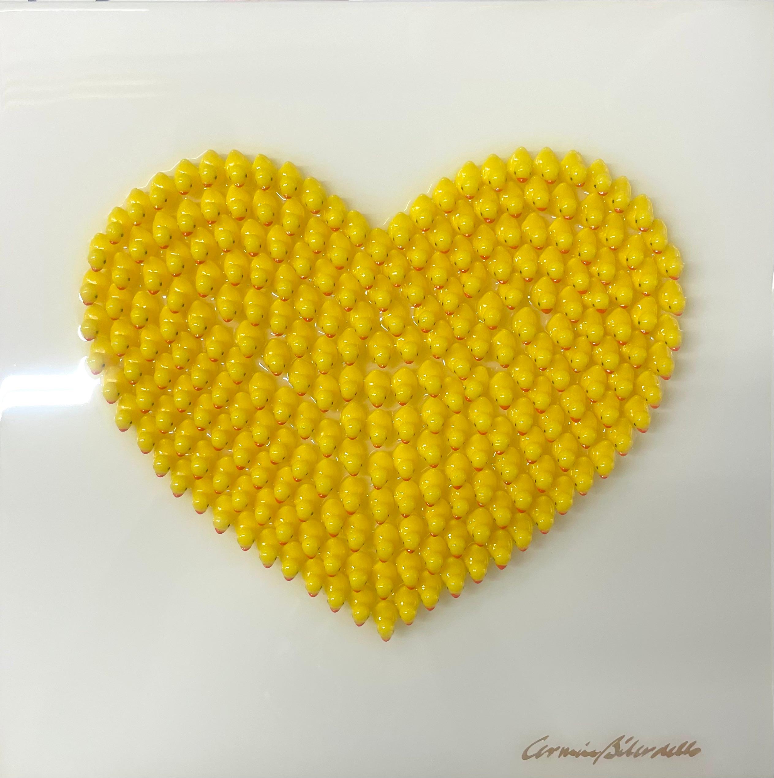 Yellow Ducks White Background - Mixed Media Art by Carmine Bilardello