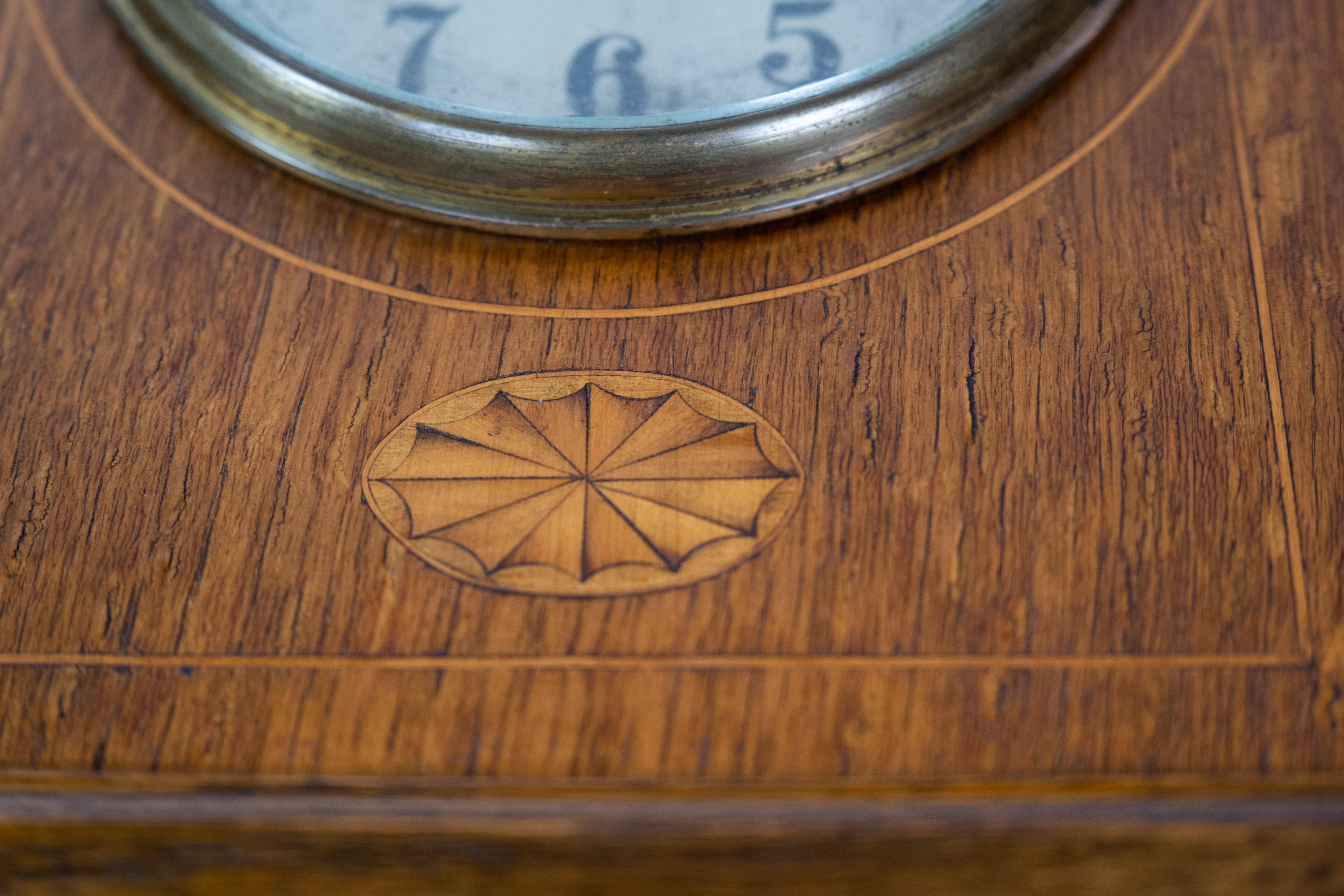Carmine Clock, Light Mahogany, Marquetry, 1920s For Sale 2