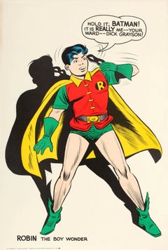 Original-Vintage-Comicbuch Superhero-Poster Robin The Boy Wonder Hold It Batman