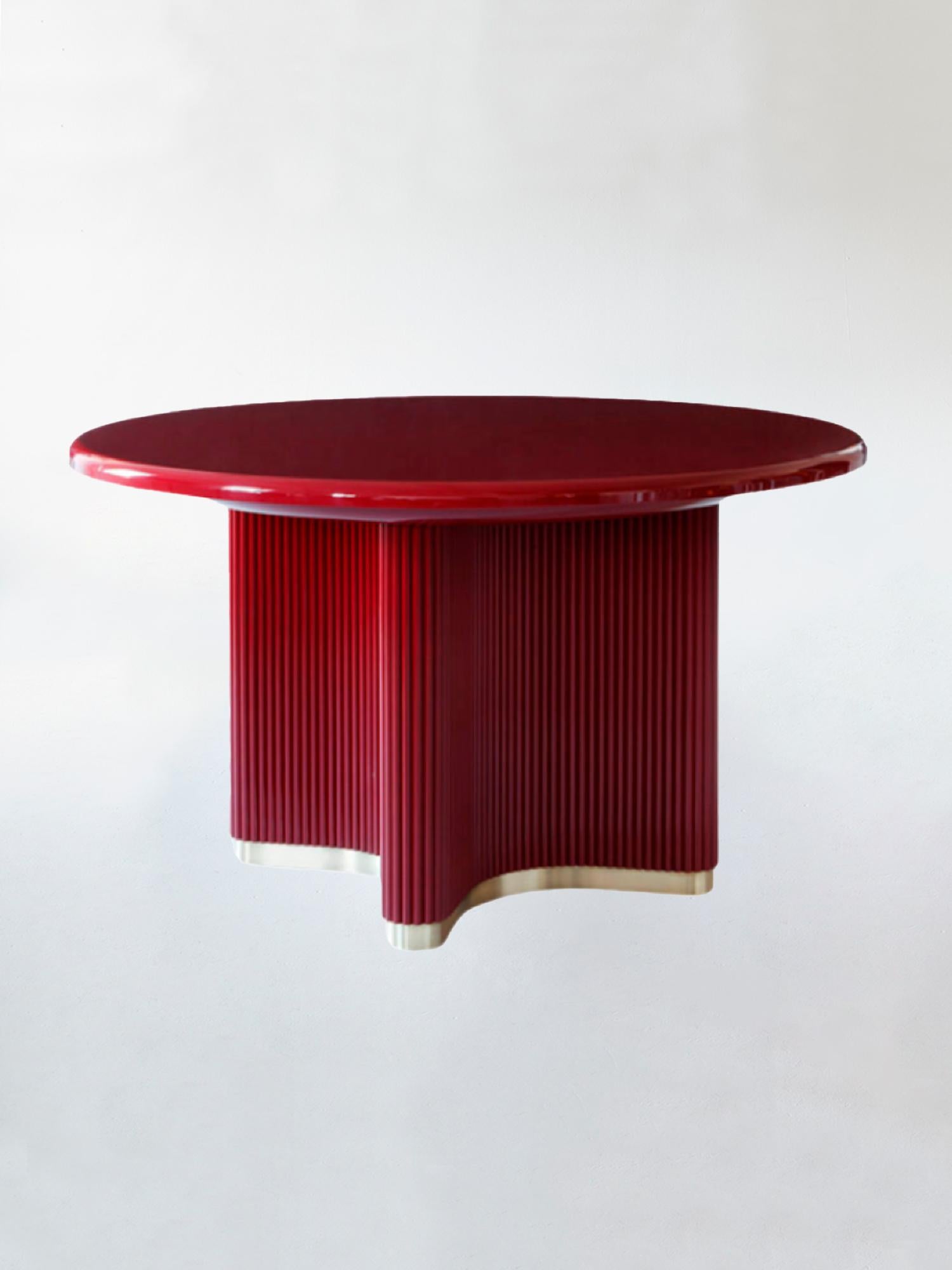 Lacquered Carmine Lacquer Dining Table - 3 Leaves For Sale