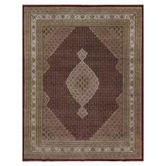 Tapis en laine nouée à la main rouge carmin Tabriz Mahi with Fish Design 11'9" x 15'1"