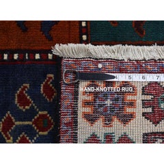 Carmine Red Vintage Persian Bakhtiari Garden Block Design Wool Hand Knotted Rug