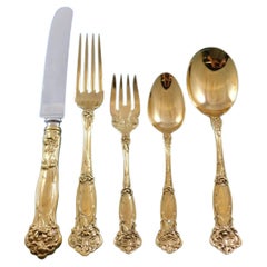 Vintage Carnation Gold by Wallace Sterling Silver Flatware Service 12 Set Dinner 60 pcs