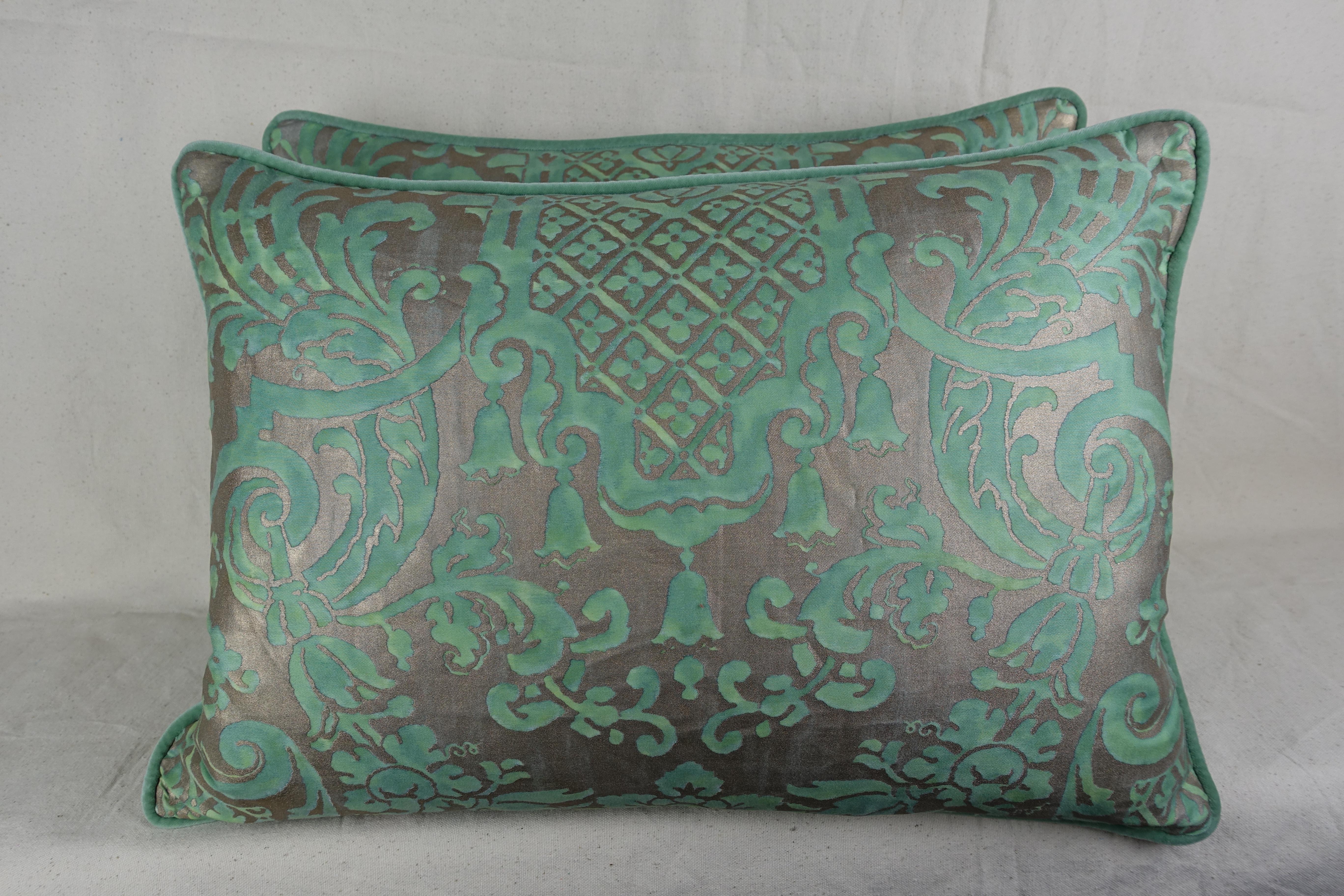 Italian Carnavalet Patterned Fortuny Pillows, a Pair