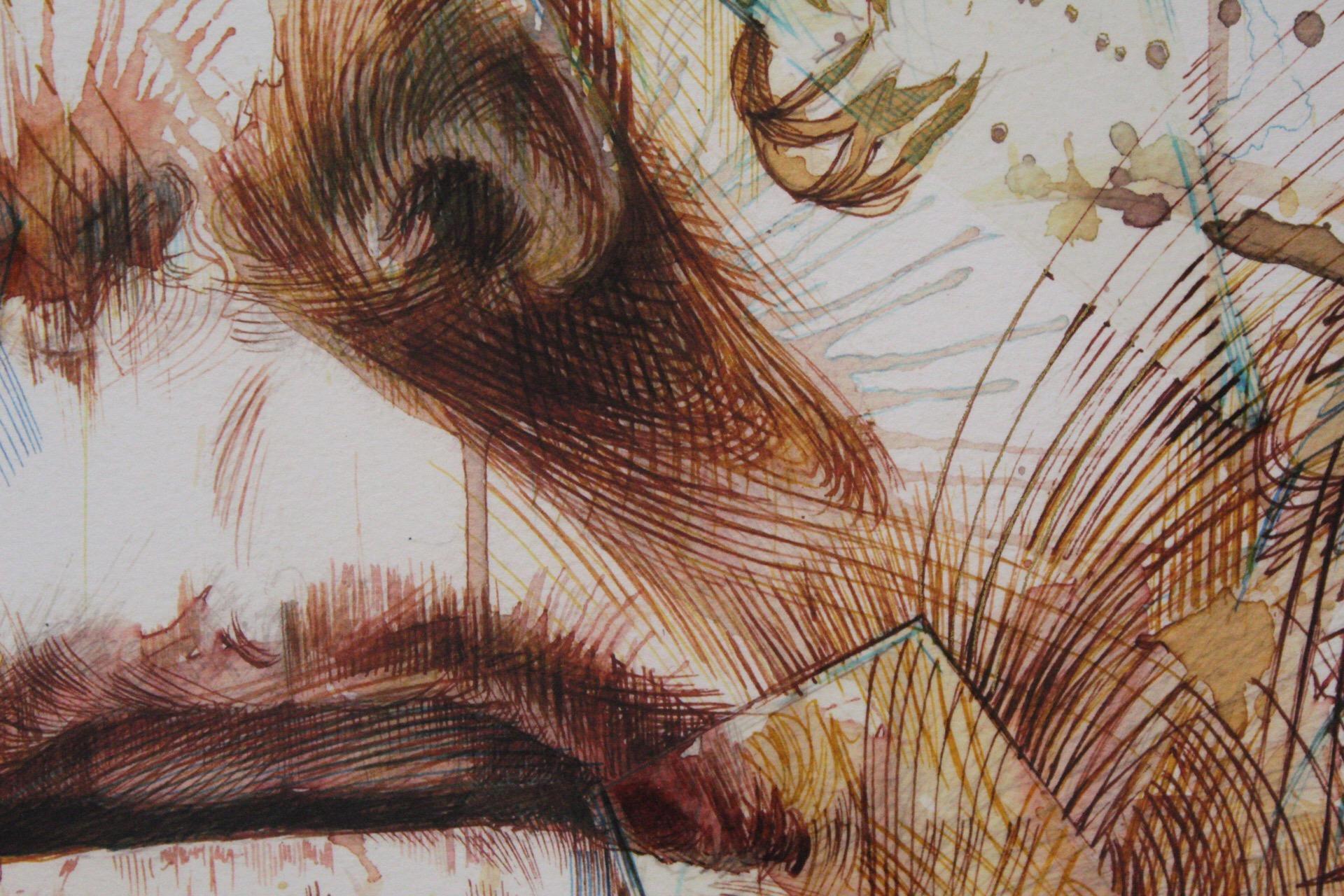 Just Out Of Reach, Impresión de edición limitada, Arte figura, Mujer, Abstracto - Portrait Painting Oro de Carne Griffiths