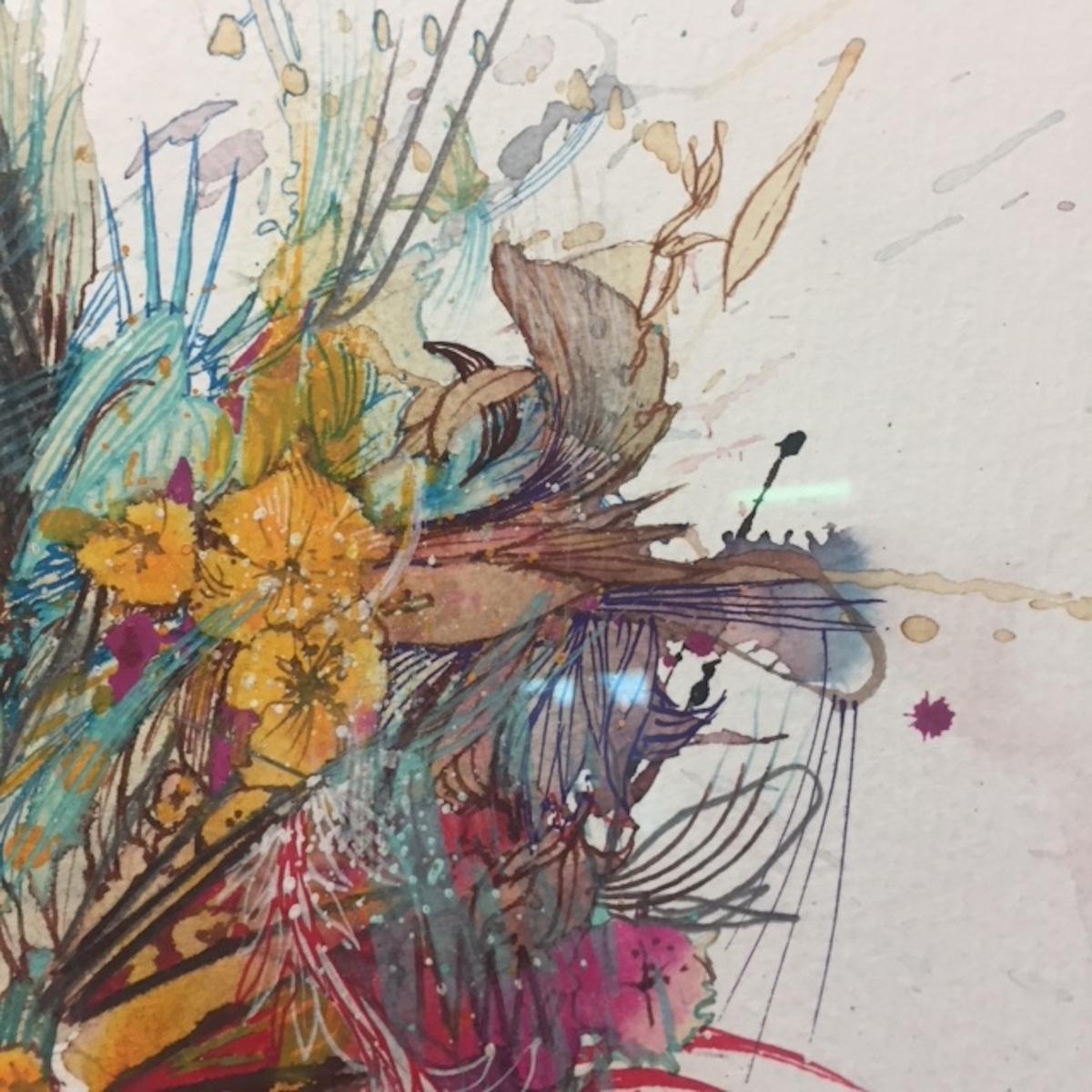 The Butterfly Effect, Carne Griffiths, Original painting, Floral, Expressionist  For Sale 4