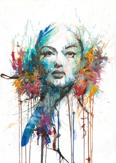 The Butterfly Effect, Carne Griffiths, Original painting, Floral, Expressionist 