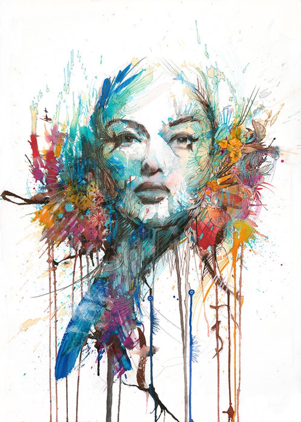 Carne Griffiths Portrait Painting - The Butterfly Effect - Original Painting on paper