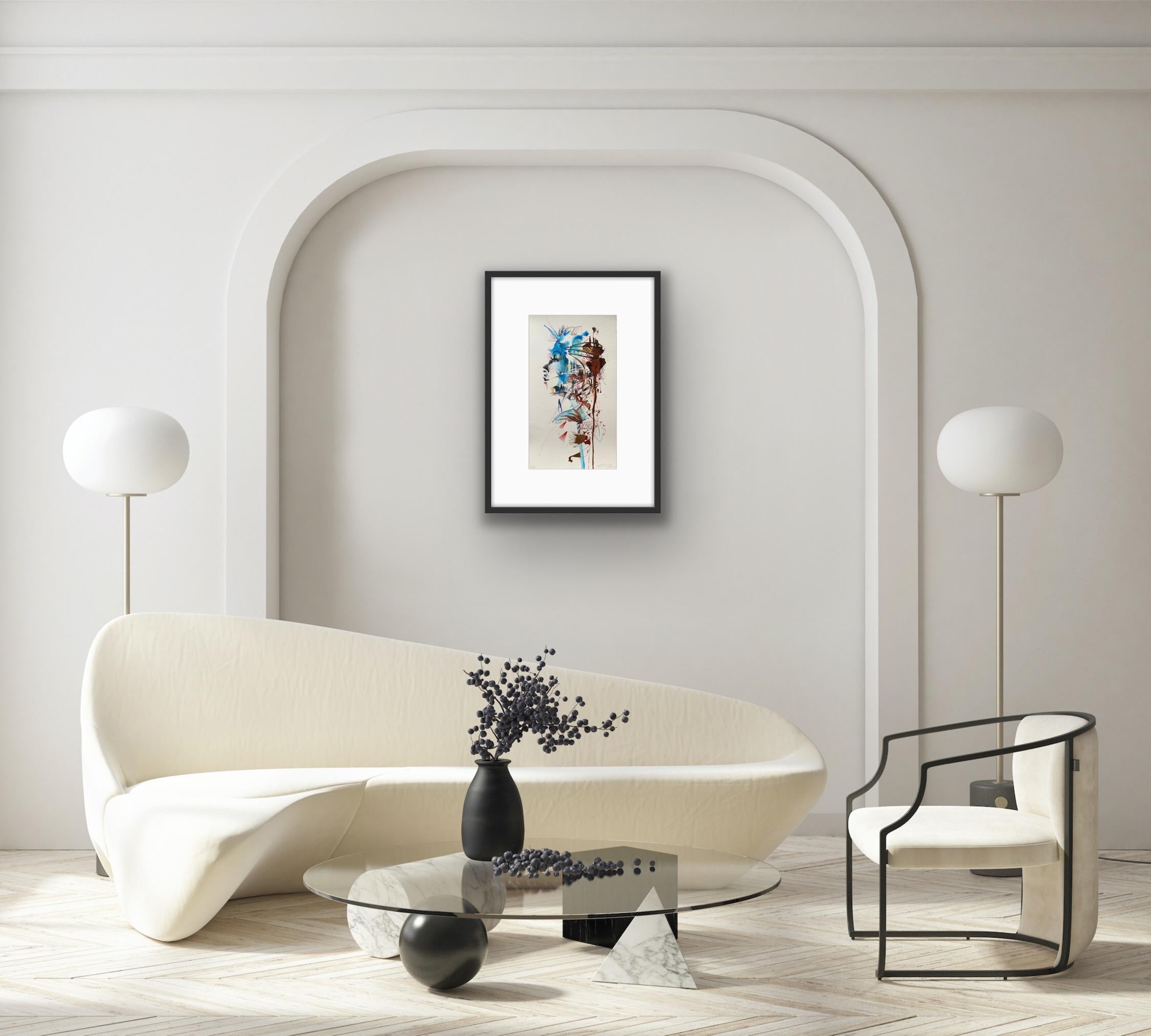 A Little Bit of Peace and Quiet, Figurative Artwork, Graphic Portrait Print Art For Sale 4