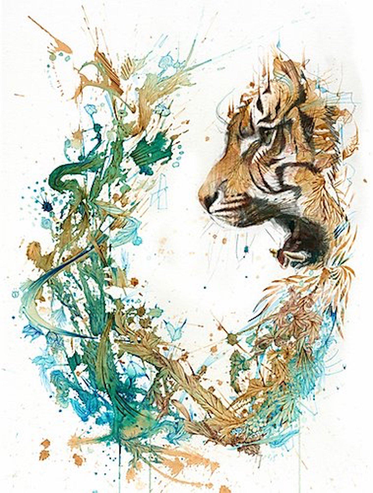 Carne Griffiths, The Tiger Encounter, Limited Edition Print, Tiger Art For Sale 3