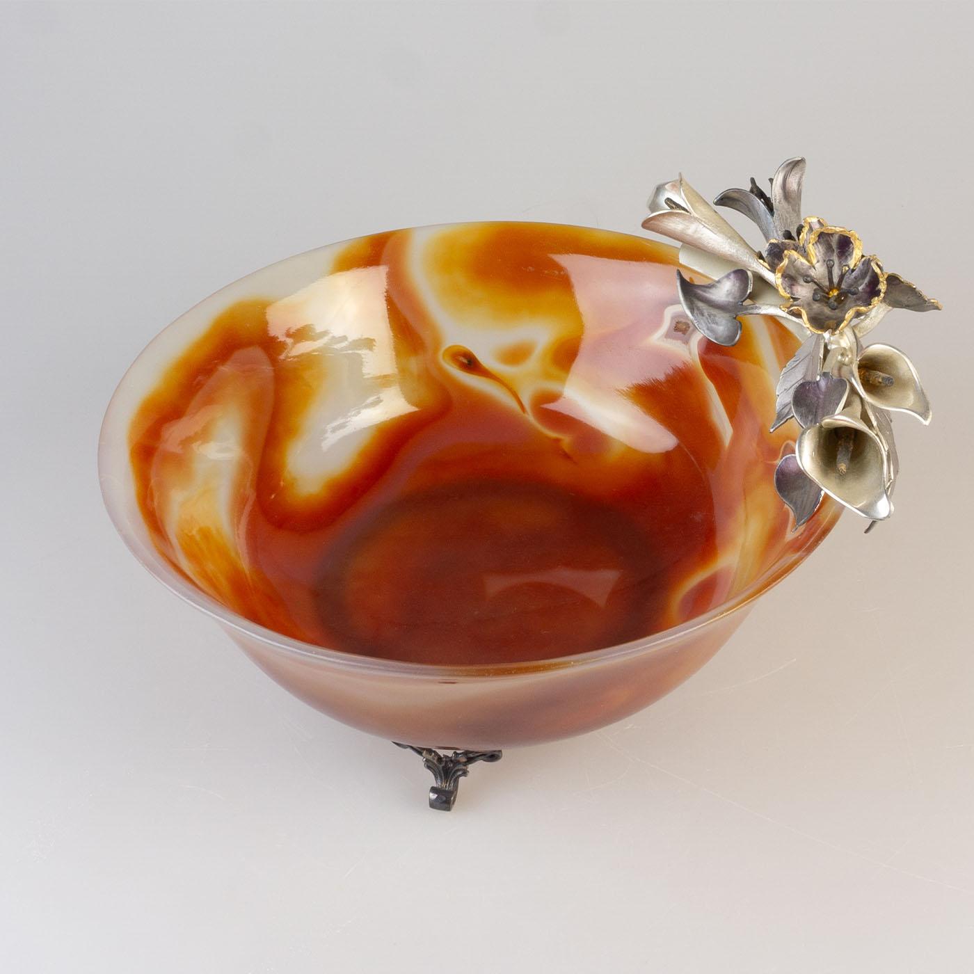 Italian Carnelian Agate and Antique Silver Vide Poches For Sale