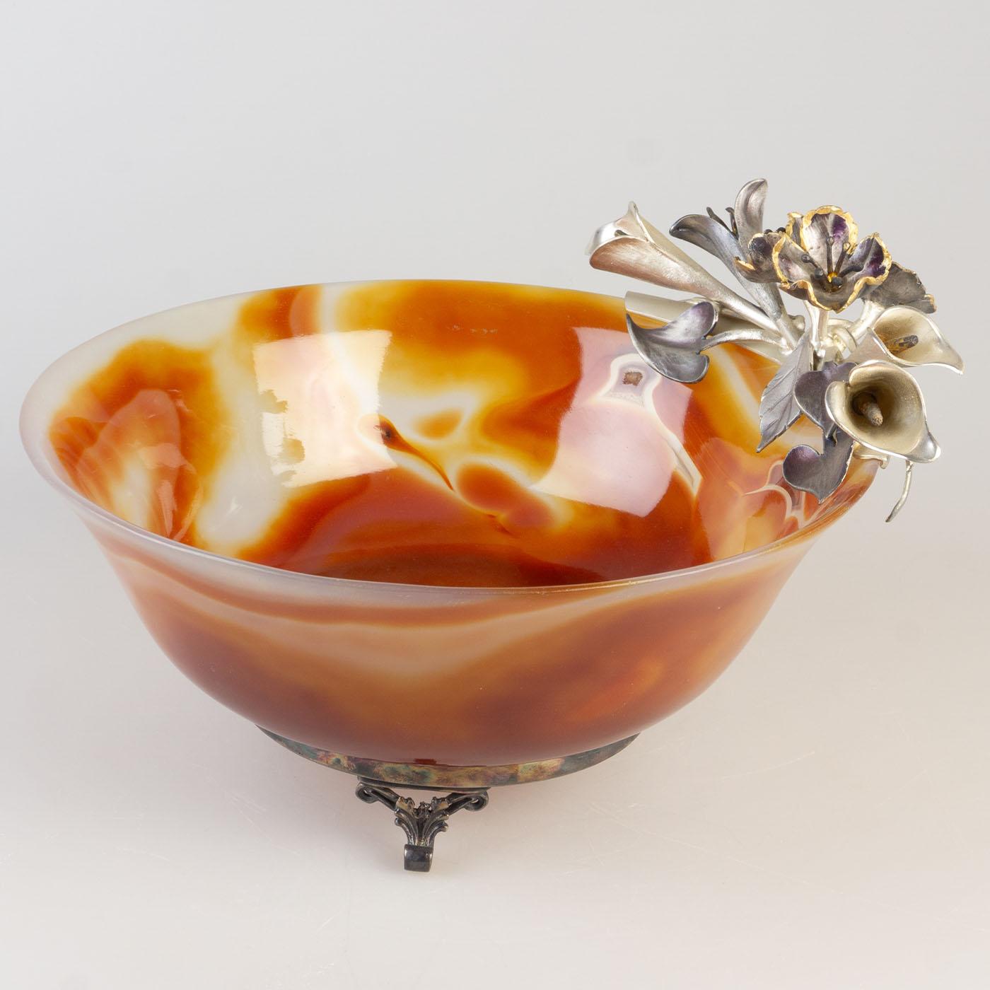 Carnelian Agate and Antique Silver Vide Poches In New Condition For Sale In Milan, IT