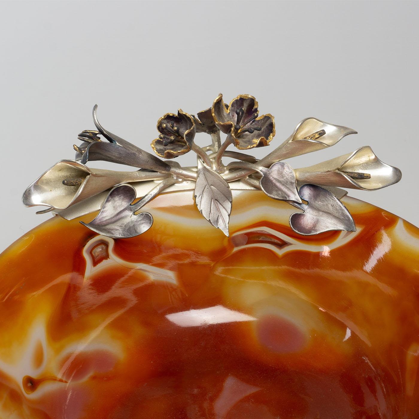 Contemporary Carnelian Agate and Antique Silver Vide Poches