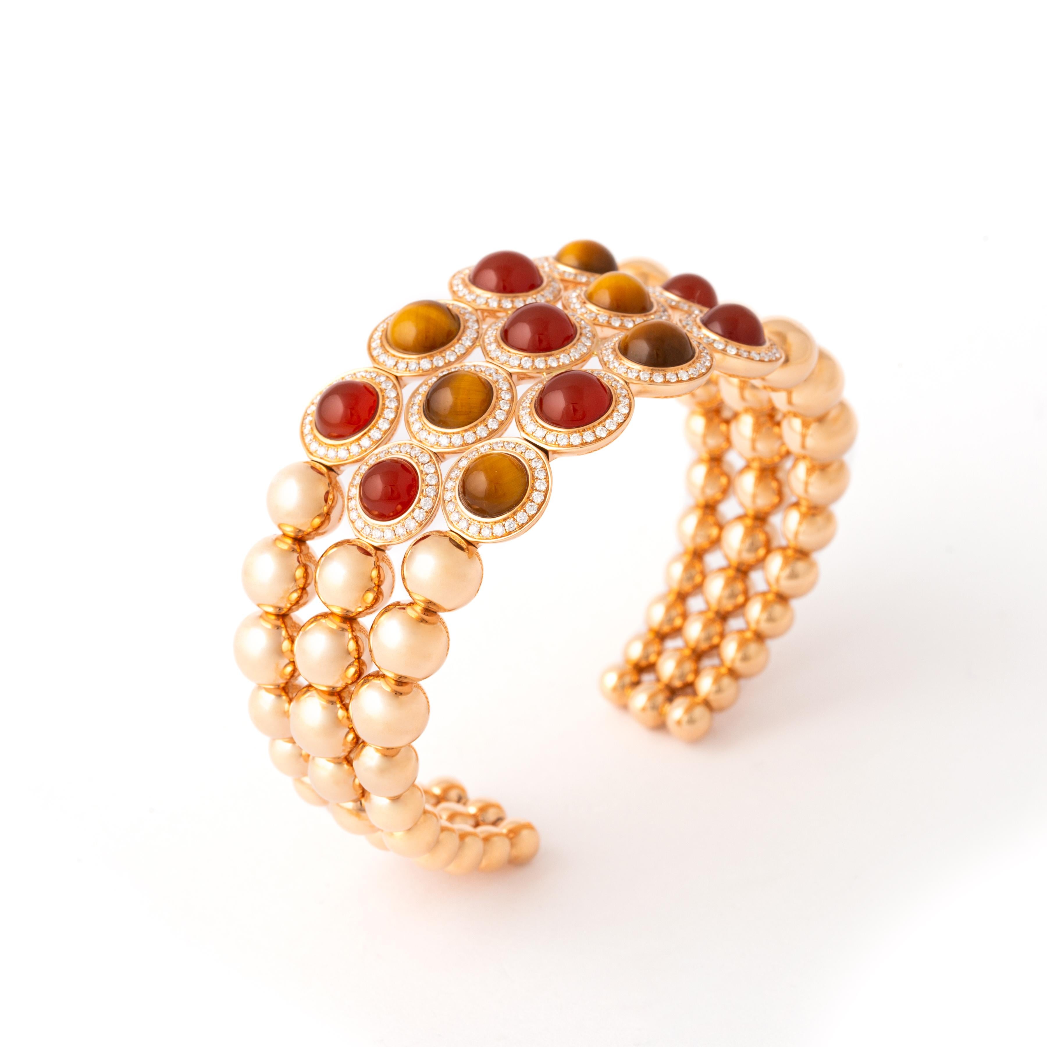Cornaline et  et bracelet en diamant d'oeil de tigre Neuf - En vente à Geneva, CH
