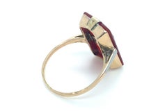Carnelian and Diamond Ring  Art Deco  Czechoslovakia, circa 1930