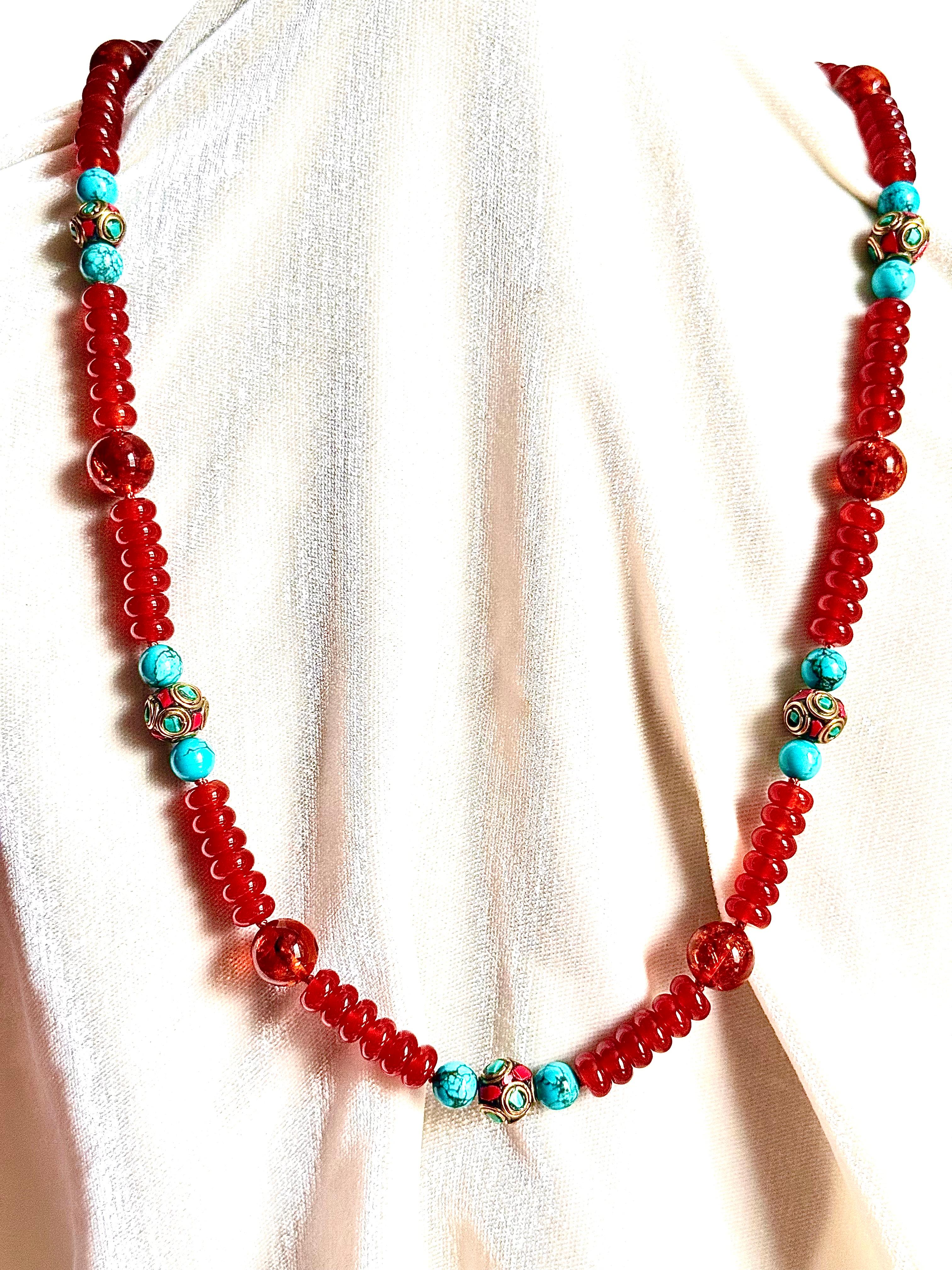 Collana di corniola e turchese in vendita 1