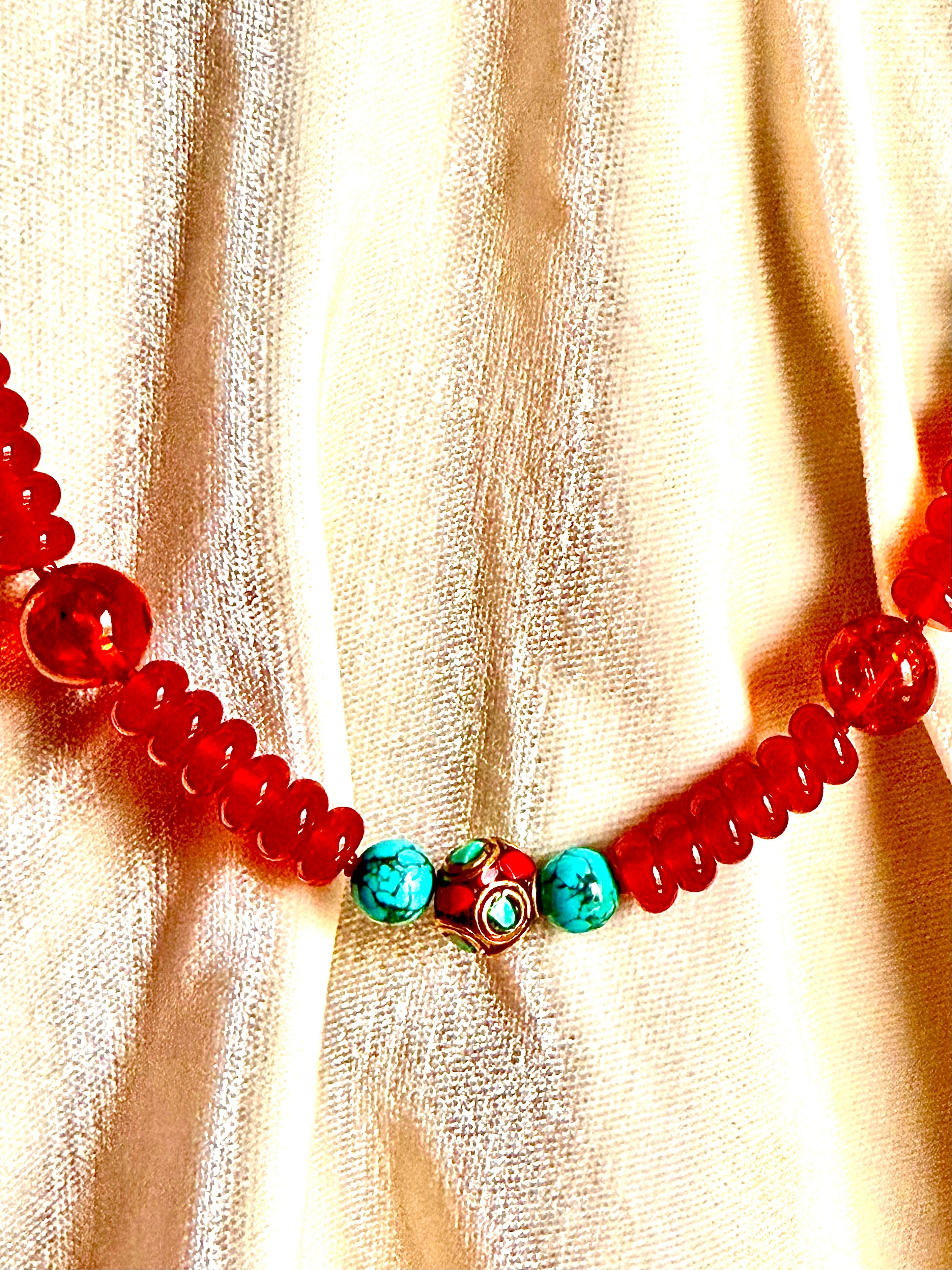 Collana di corniola e turchese in vendita 2