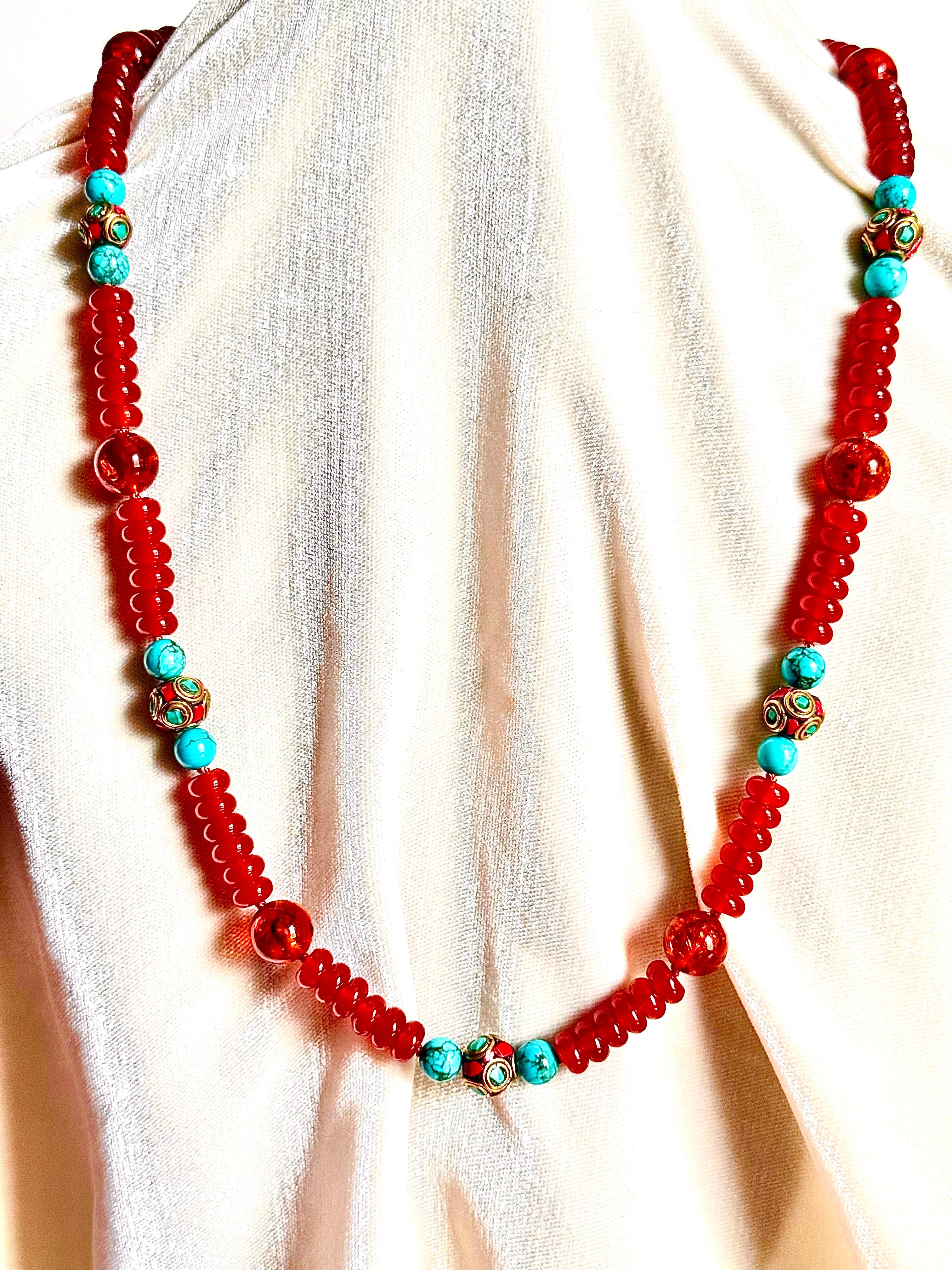 Collana di corniola e turchese in vendita 3