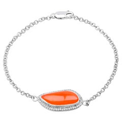 Bracelet en cornaline avec topaze blanche de 5,46 carats, en argent massif