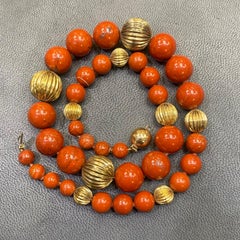 Carnelian & Gold Bead Necklace