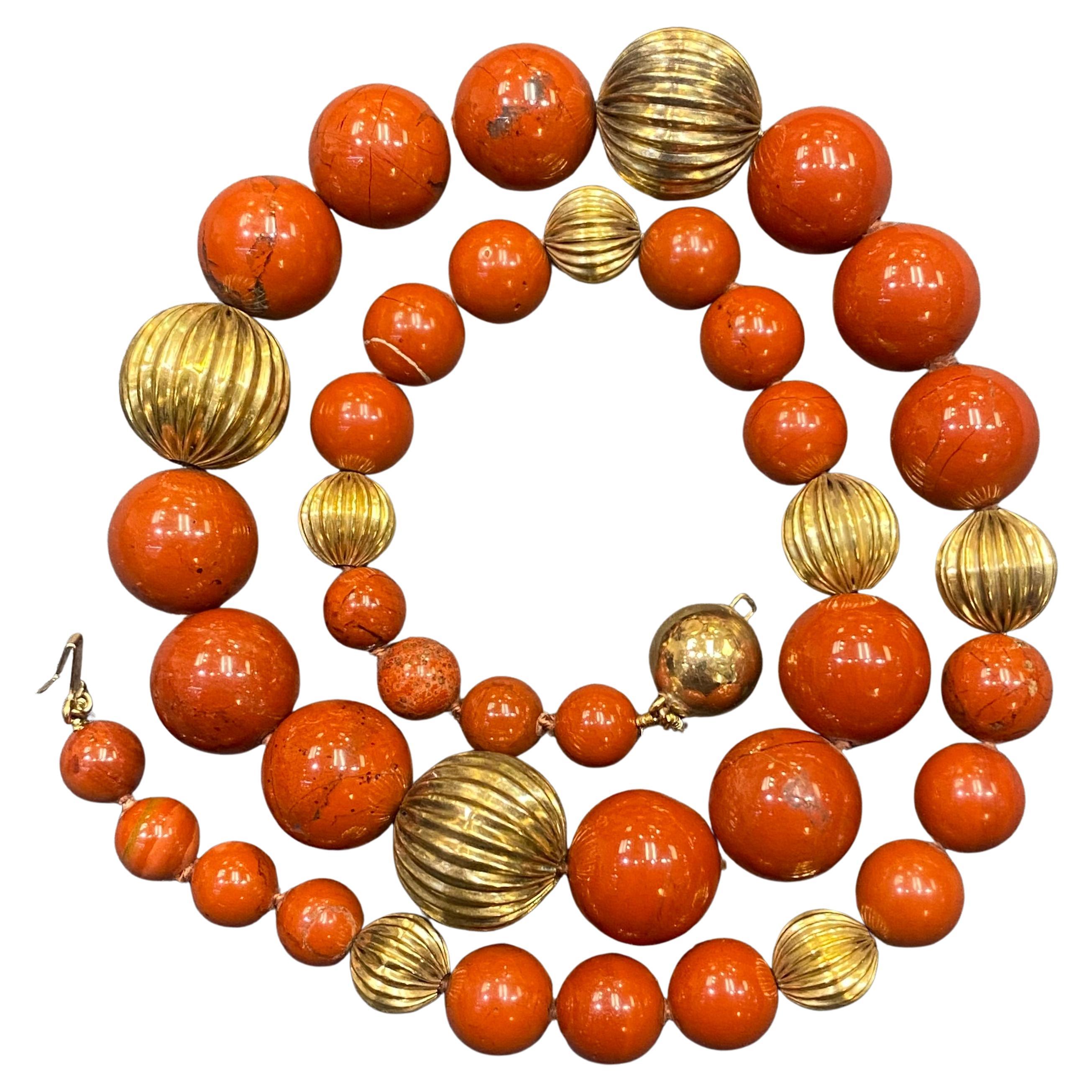 Carnelian & Gold Bead Necklace