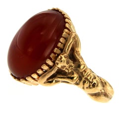 Carnelian Gold Sculptural Body Dome Unisex Ring