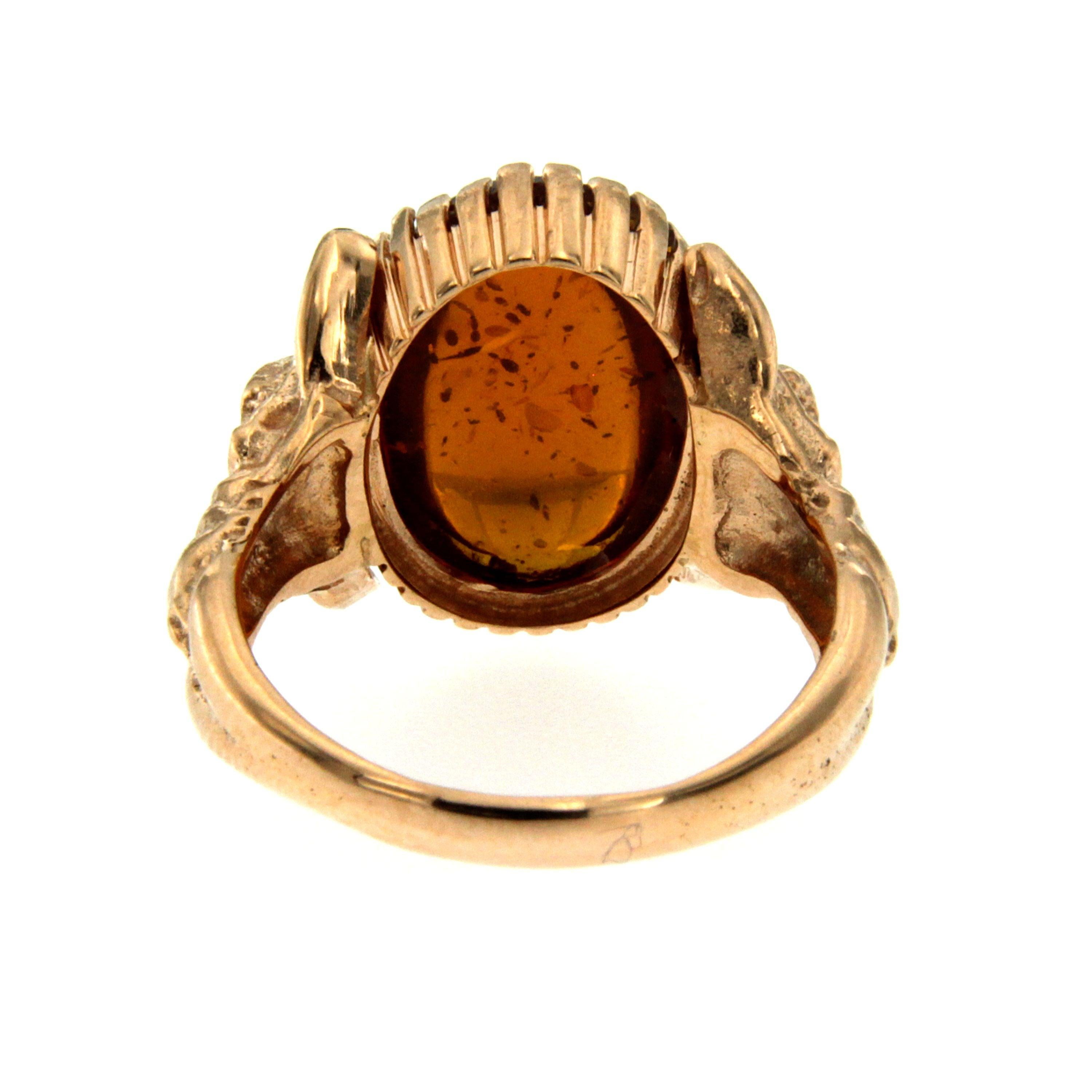 For Sale:  Amber Gold Sculptural Body Dome Unisex Ring 4