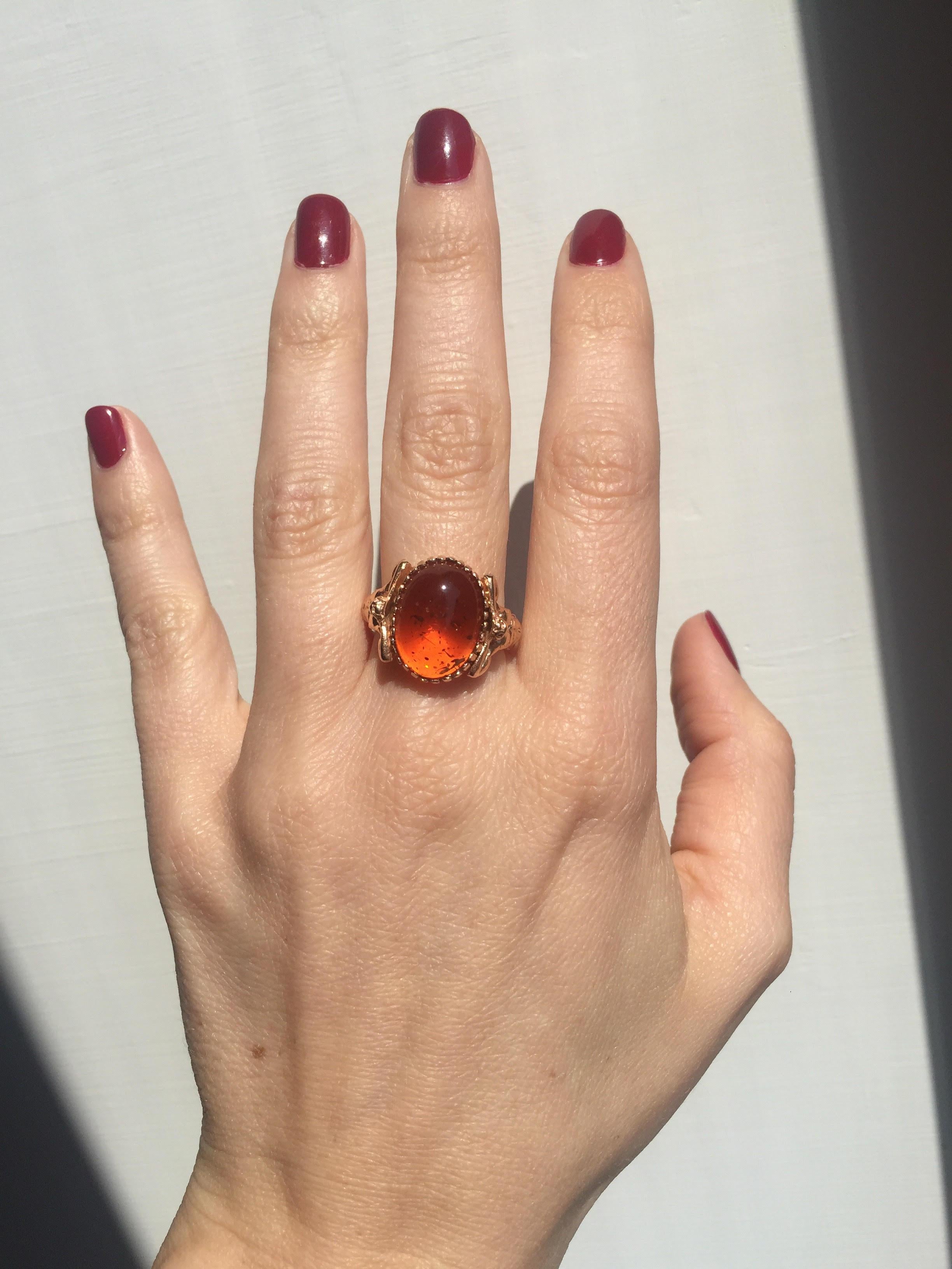 For Sale:  Amber Gold Sculptural Body Dome Unisex Ring 7