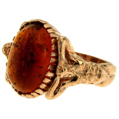 Amber Gold Sculptural Body Dome Unisex Ring