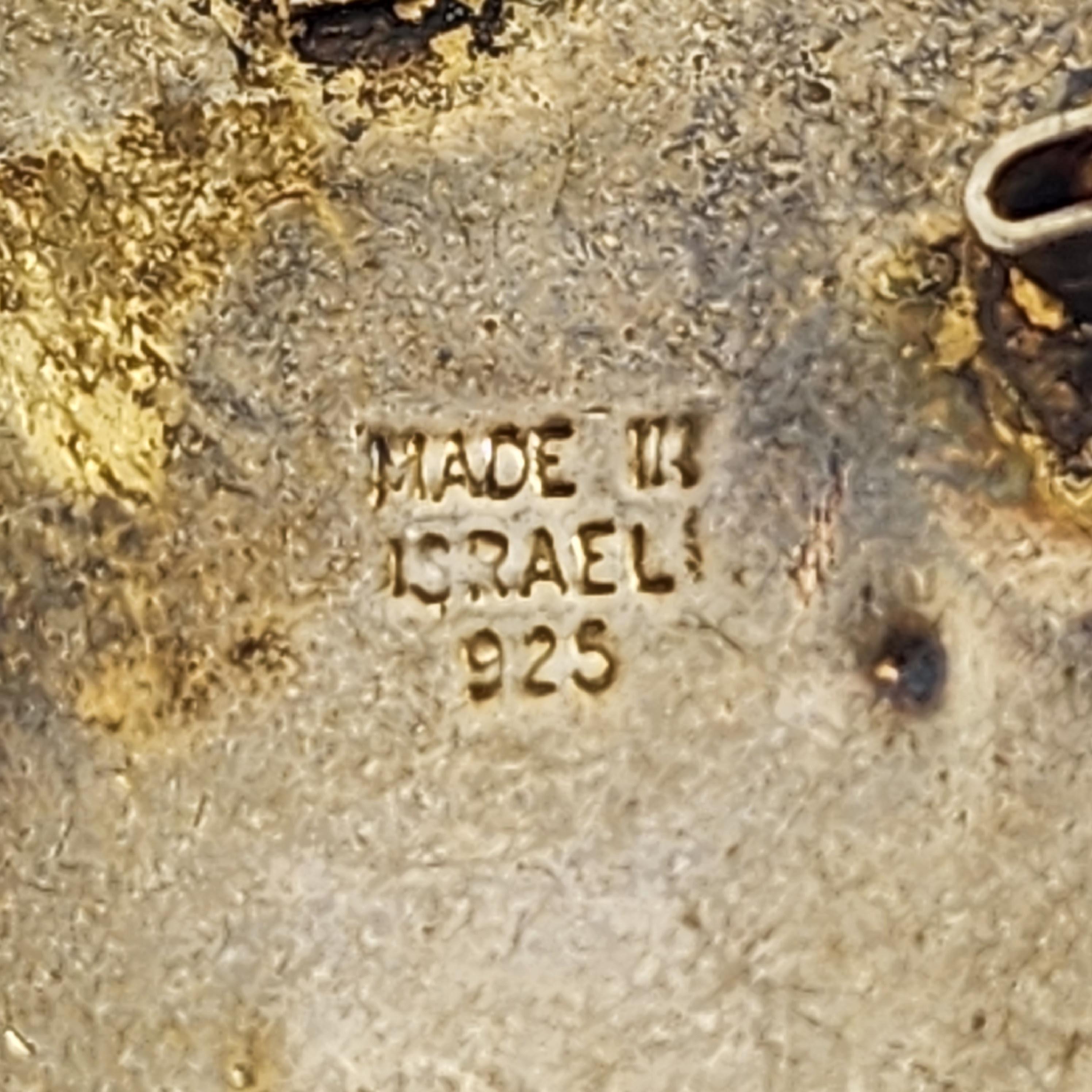 Carnelian Gold Vermeil Sterling Silver Israel Pendant/Pin #16084 For Sale 3