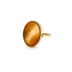 Carnelian Intaglio and 9 Carat Yellow Gold Vintage Signet Ring