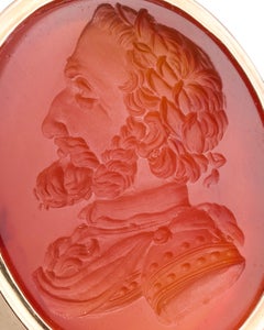Carnelian Intaglio Ring Depicting King Henri IV of France. French, 19th century.