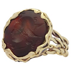 Carnelian Intaglio Ring in 9 Karat Yellow Gold