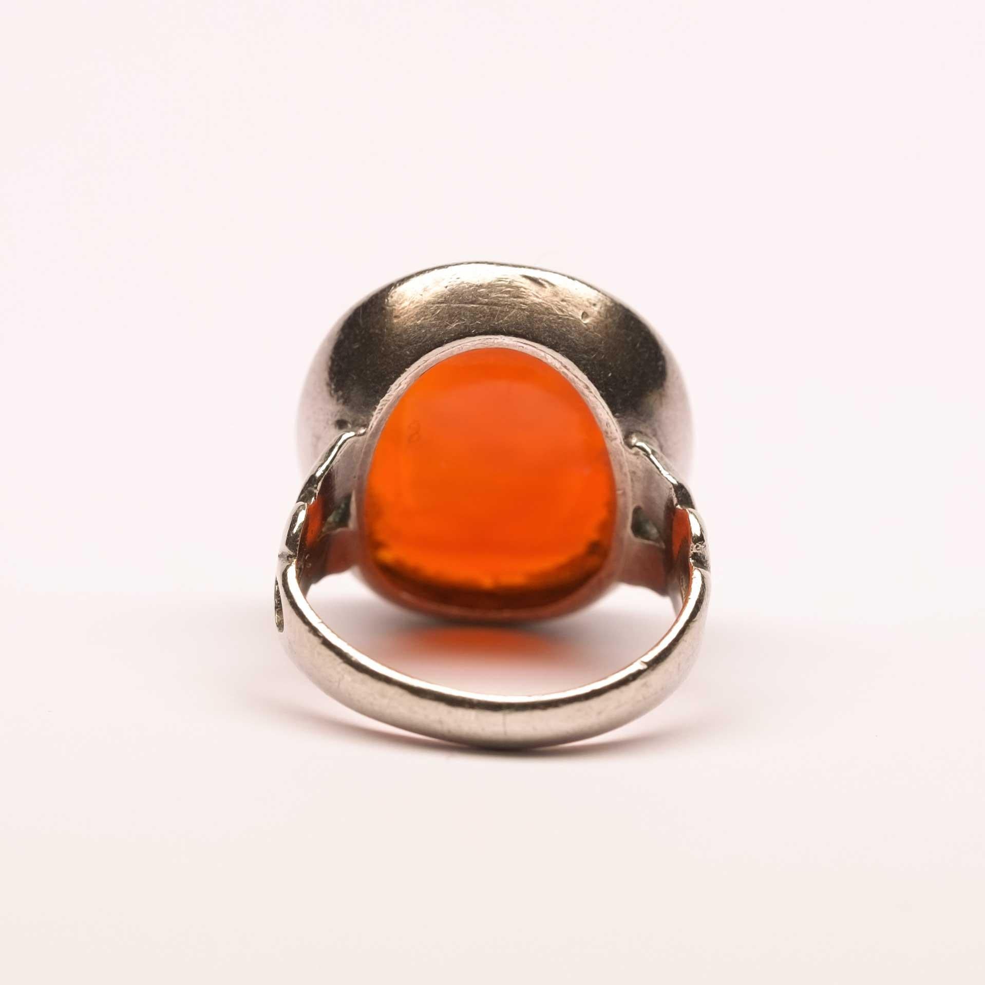 Carnelian Intaglio Silver Ring Bull 3