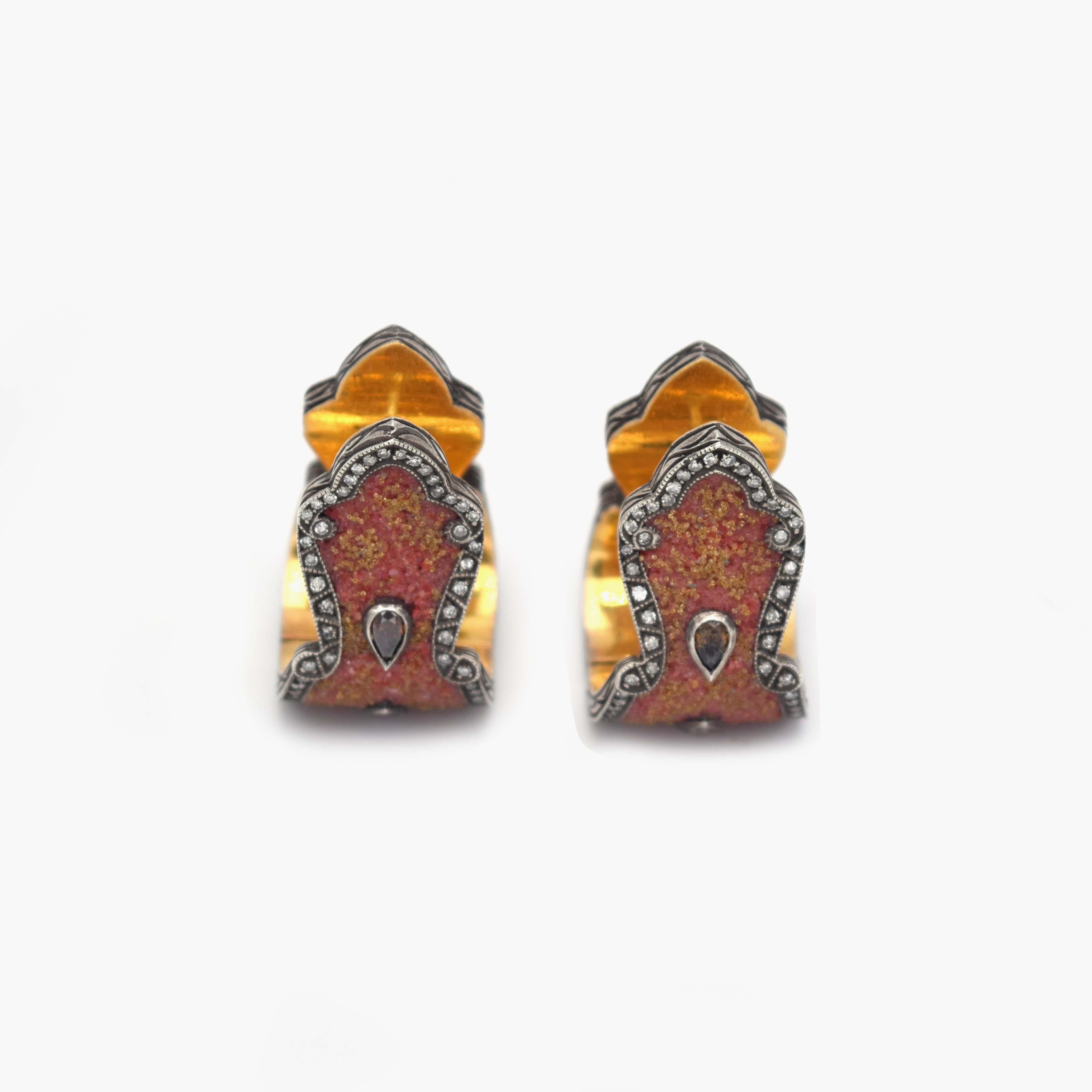 From the astounding work of Sevan Biçakçi, inspired by the rich culture rooted in his homeland of Istanbul, this collection represents the layered and beautiful history of our past.

These earrings feature a unique design of carnelian and yellow