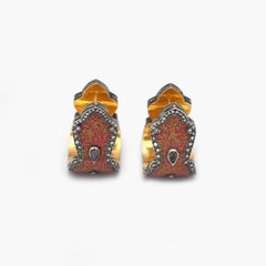 Sevan Biçakçi Carnelian and Diamonds Micro Mosaic Earrings in 24K Gold